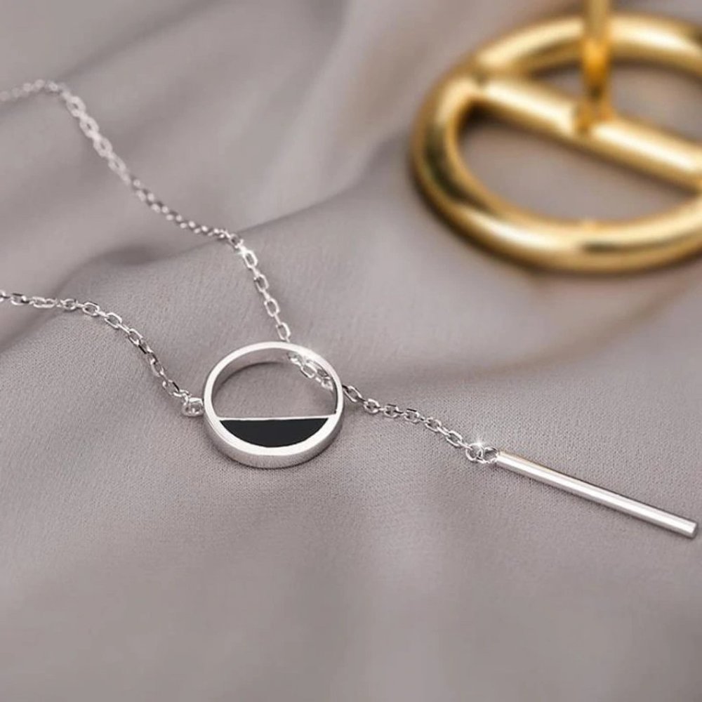 *NEW 925 Sterling Silver Bar Circle Necklace C1 - Picture 4 of 6